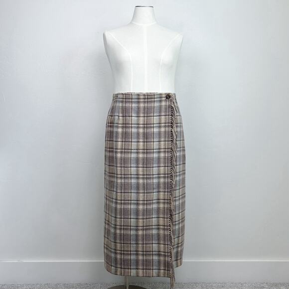Woolrich Plaid Midi Skirt in Brown and Cream - Picture 4 of 6
